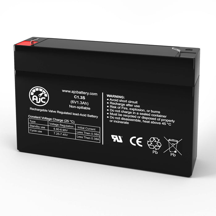 AJC Battery Compatible with Power Cell PC613 6V 1.3Ah Emergency Light Battery