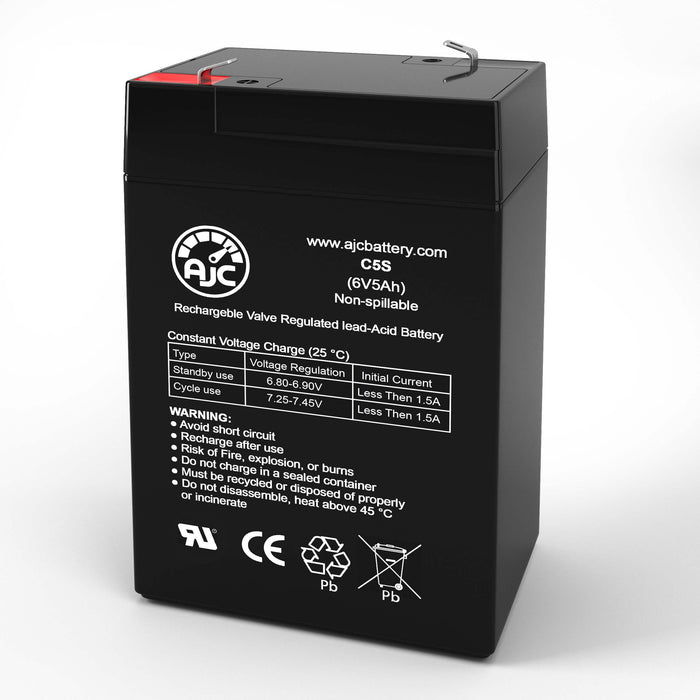AJC Battery Compatible with Emergi-Lite 880.001 6V 5Ah Emergency Light Battery