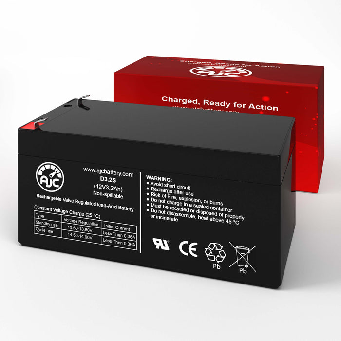 AJC Battery Compatible with Powertron PT3-12 12V 3.2Ah Sealed Lead Acid Battery